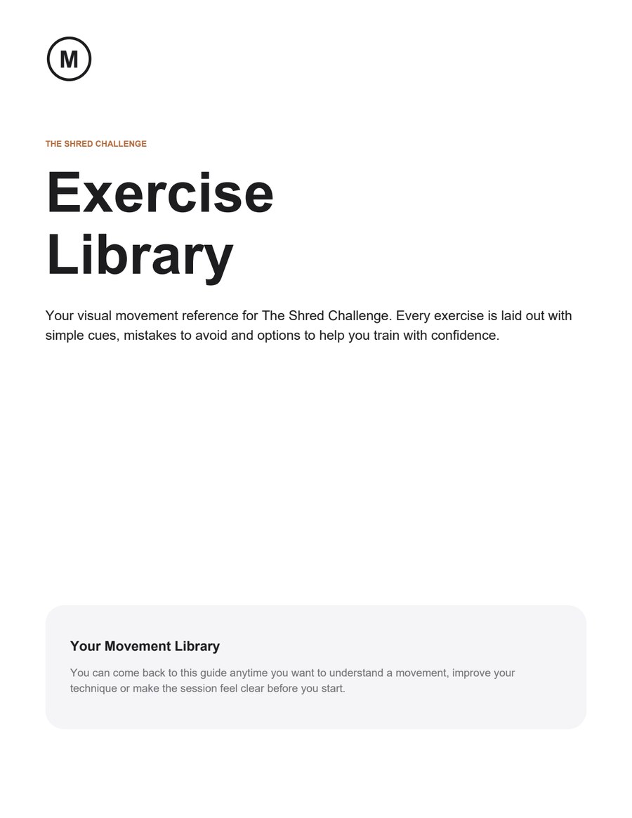 Preview of The Shred Challenge exercise library PDF
