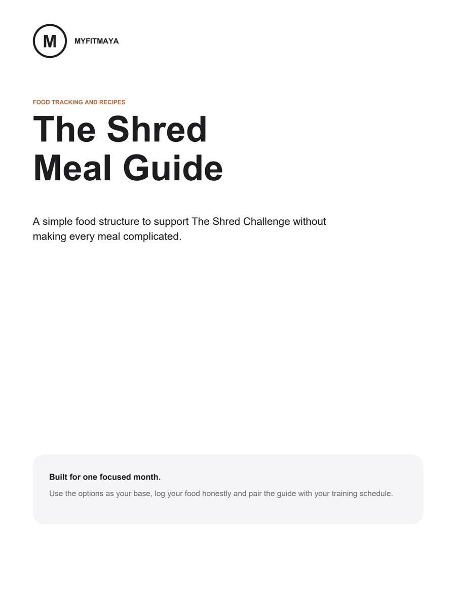 Preview of The Shred Challenge meal guide PDF