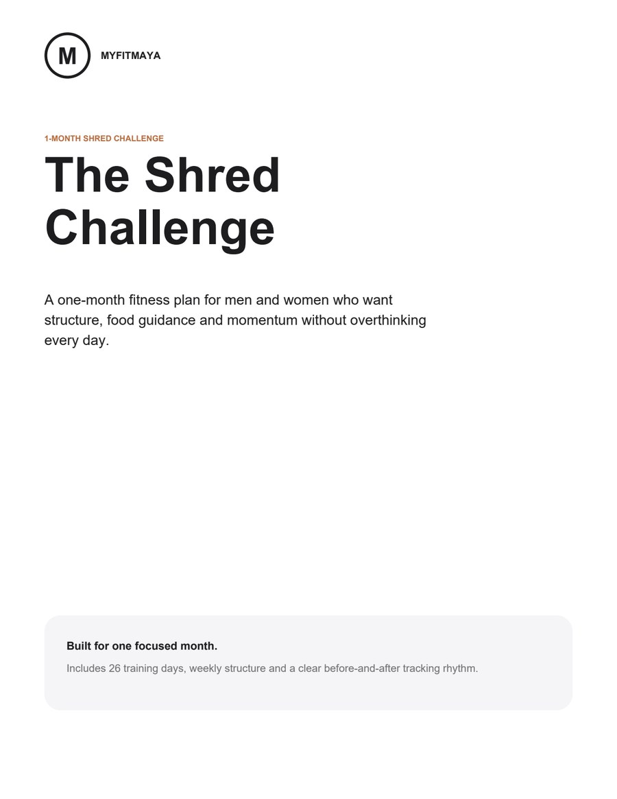 Preview of The Shred Challenge workout plan PDF